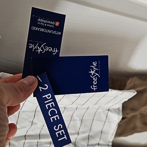 Freestyle 2 Piece Set White Button Down Blue Brown Stripe Sleeve Brown Cargo 5 - Picture 7 of 13